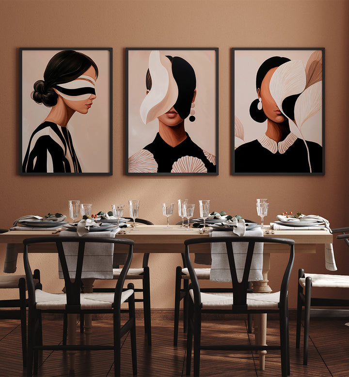 COUTURE WALL , SET OF 3 PAINTINGS