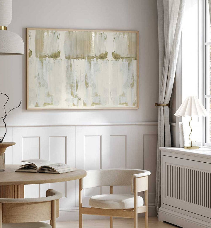 Stylish interior featuring BLANCHED ALMONDS II, ABSTRACT PAINTINGS, enhancing the space with vibrant creativity.