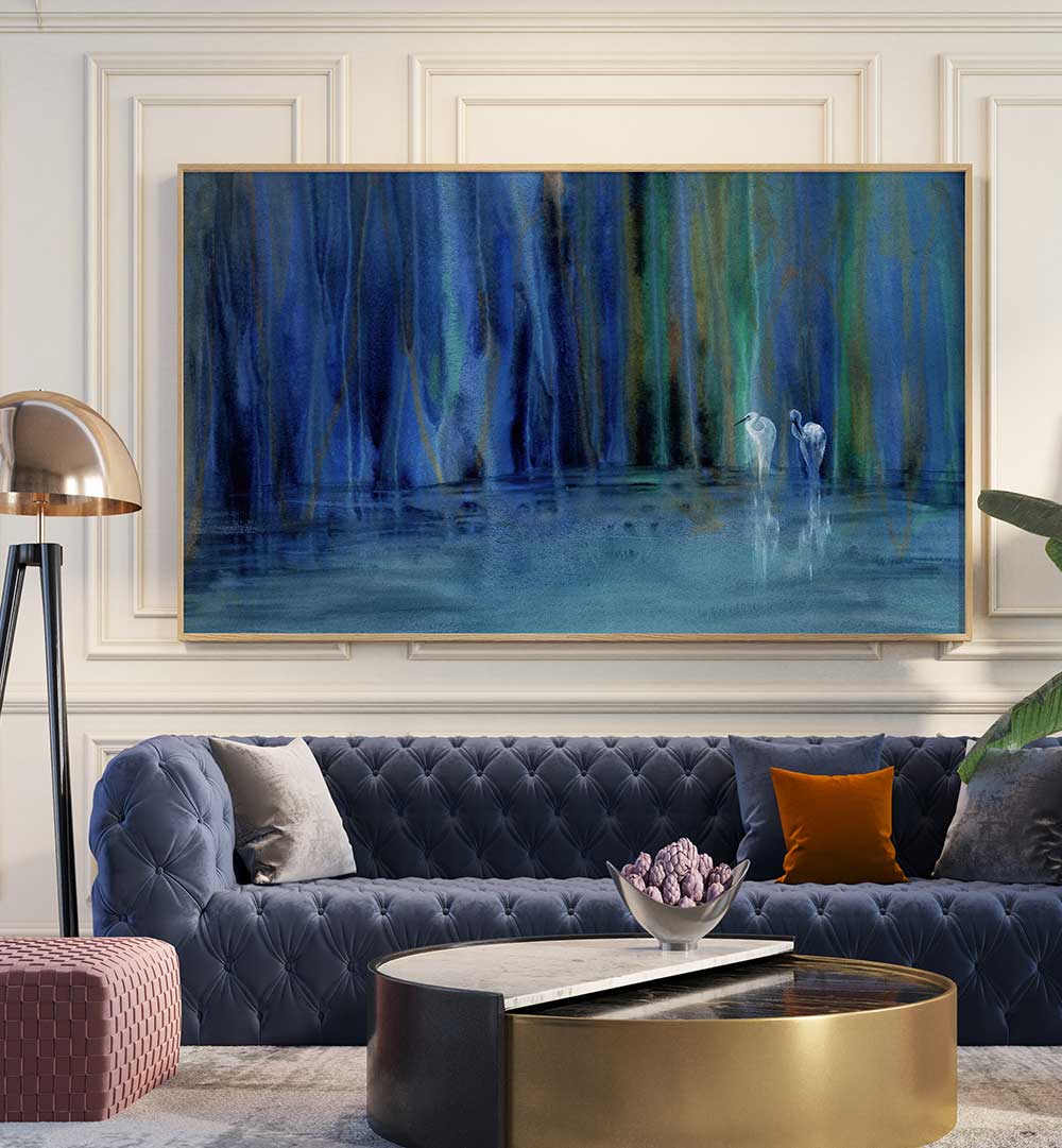 TWO EGRETS DETAIL , ABSTRACT PAINTINGS