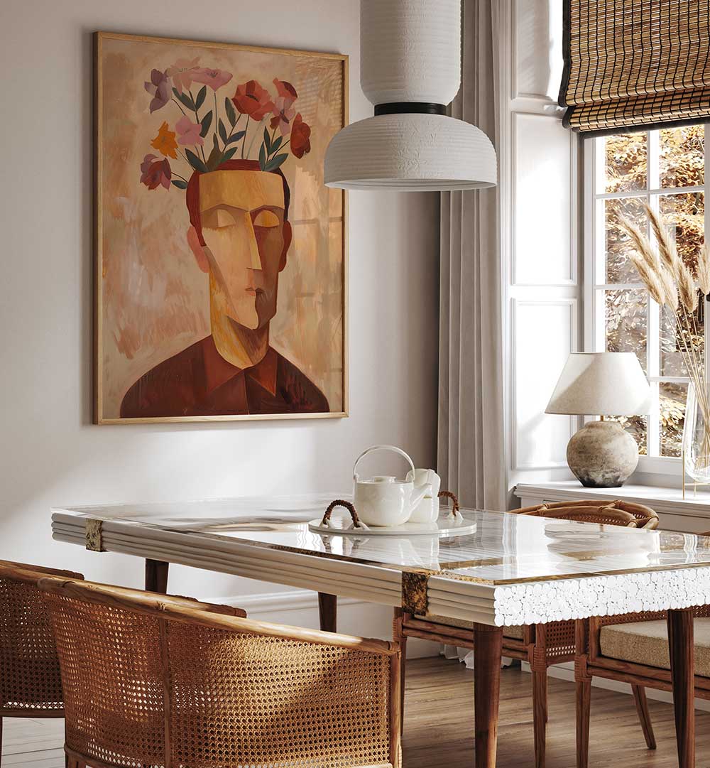 MAN WITH FLOWERS , PORTRAITS & FIGURATIVE ILLUSTRATIONS