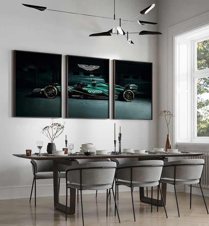 PRANCING POWER , SET OF 3 PAINTINGS