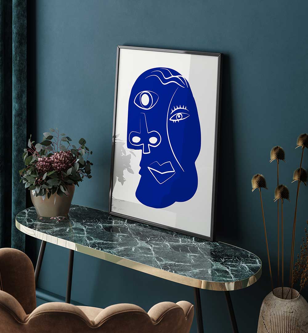 BLUE ABSTRACT FACE , ABSTRACT PAINTINGS