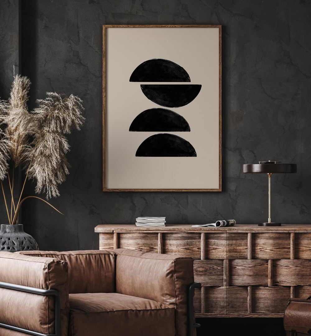 Stylish RETRO GEOMETRIC ART PRINTS displayed in a modern living space, adding charm and elegance to home decor.