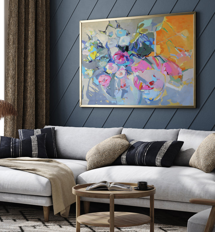 Elevate your space with GLASS AND ROSES, ABSTRACT PAINTINGS, showcasing vibrant floral elegance in stunning decor.