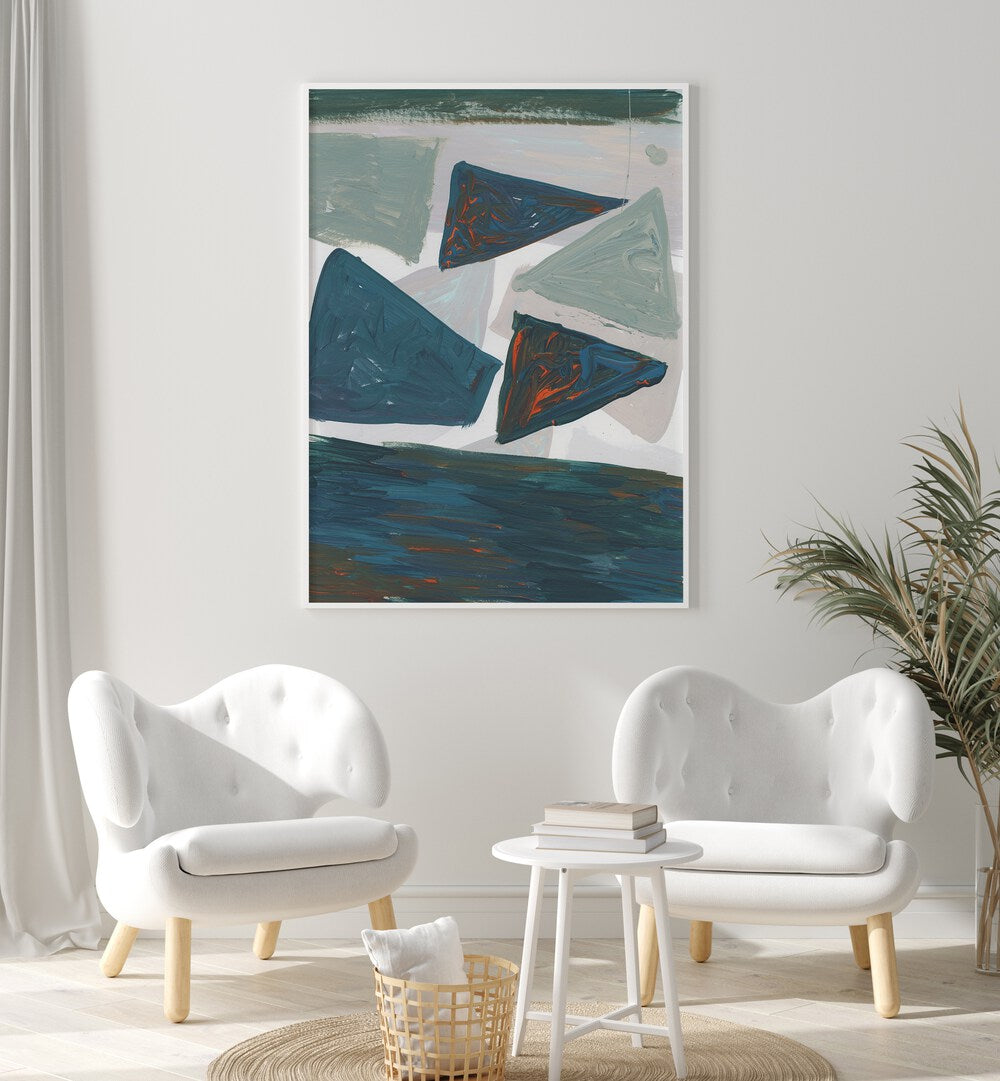 Elevate your decor with MIRRORED MOUNTAINS, ABSTRACT PAINTINGS, a stunning centerpiece for any modern space.