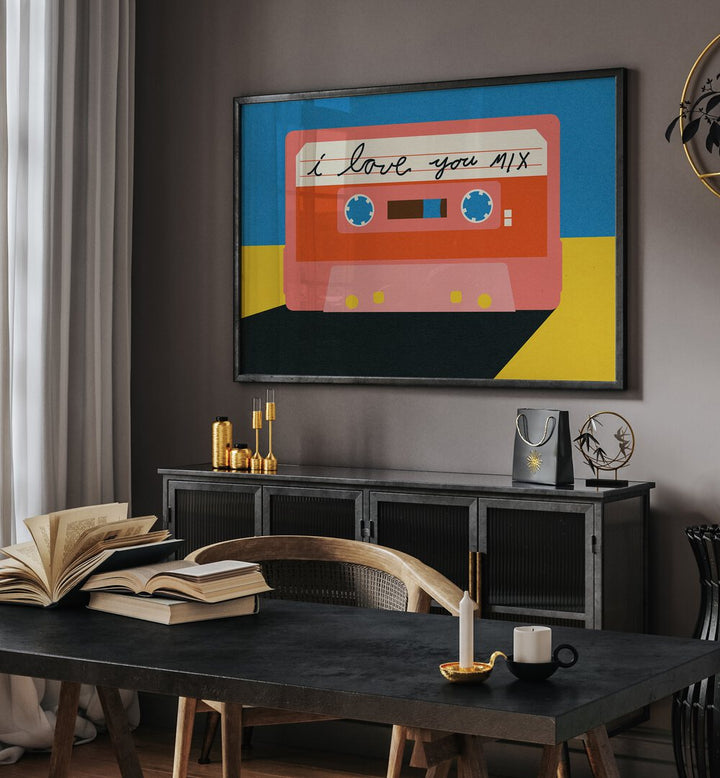 Brightly colored I LOVE YOU MIXTAPE, MOVIE POSTERS featuring a retro cassette design, perfect for any love-themed decor.