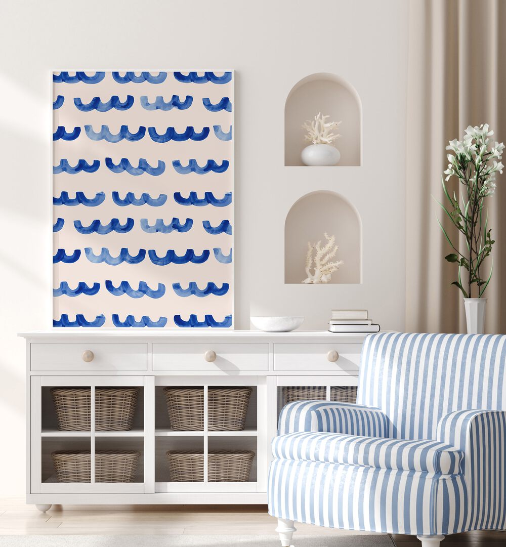 Serene BEACH HOUSE WAVES, BEACH PAINTINGS artwork enhances coastal decor, bringing tranquility to your living space.