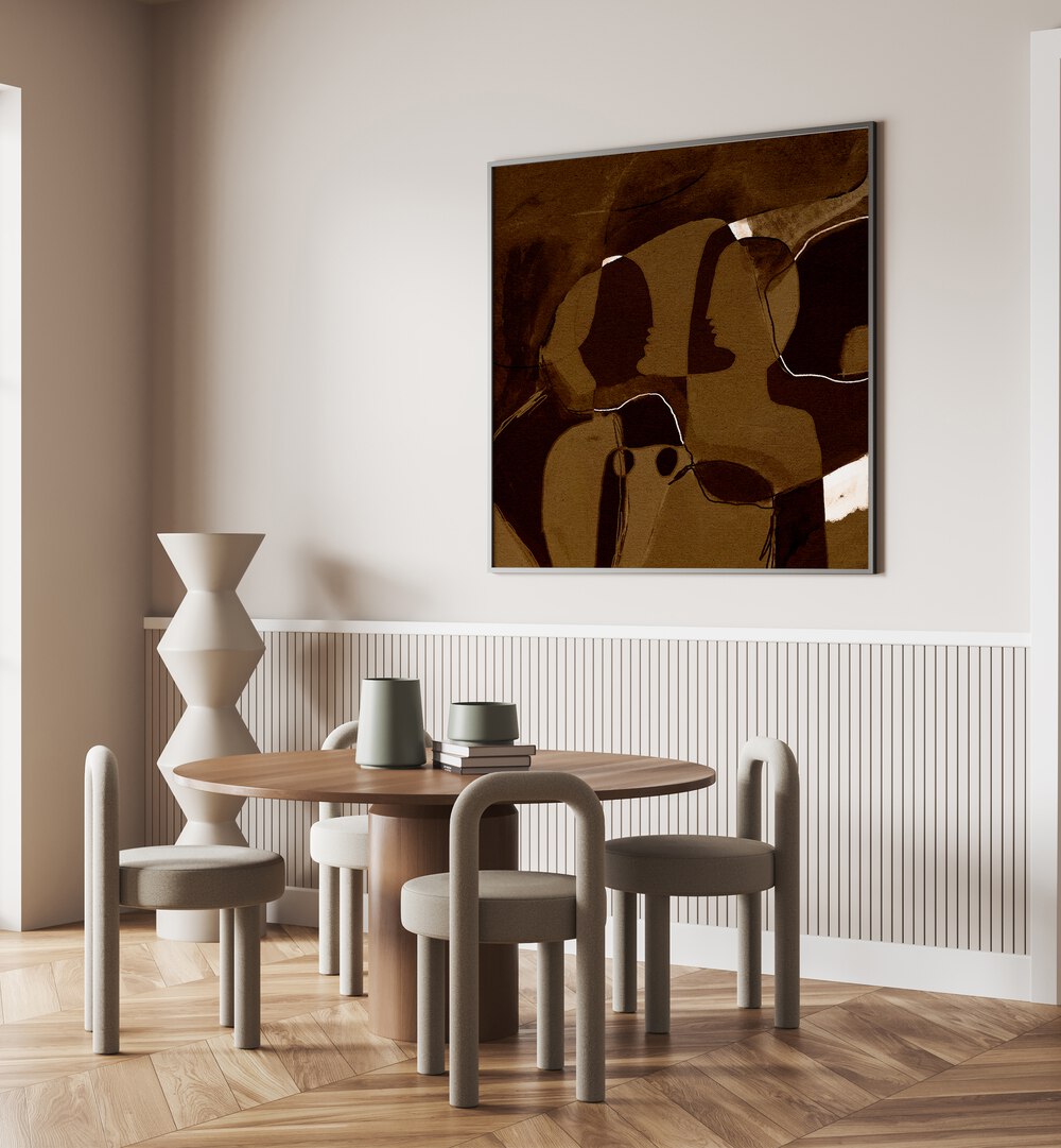 Stylish interior featuring BECOMING II, ABSTRACT PAINTINGS, enhancing contemporary decor with its unique emotional depth.