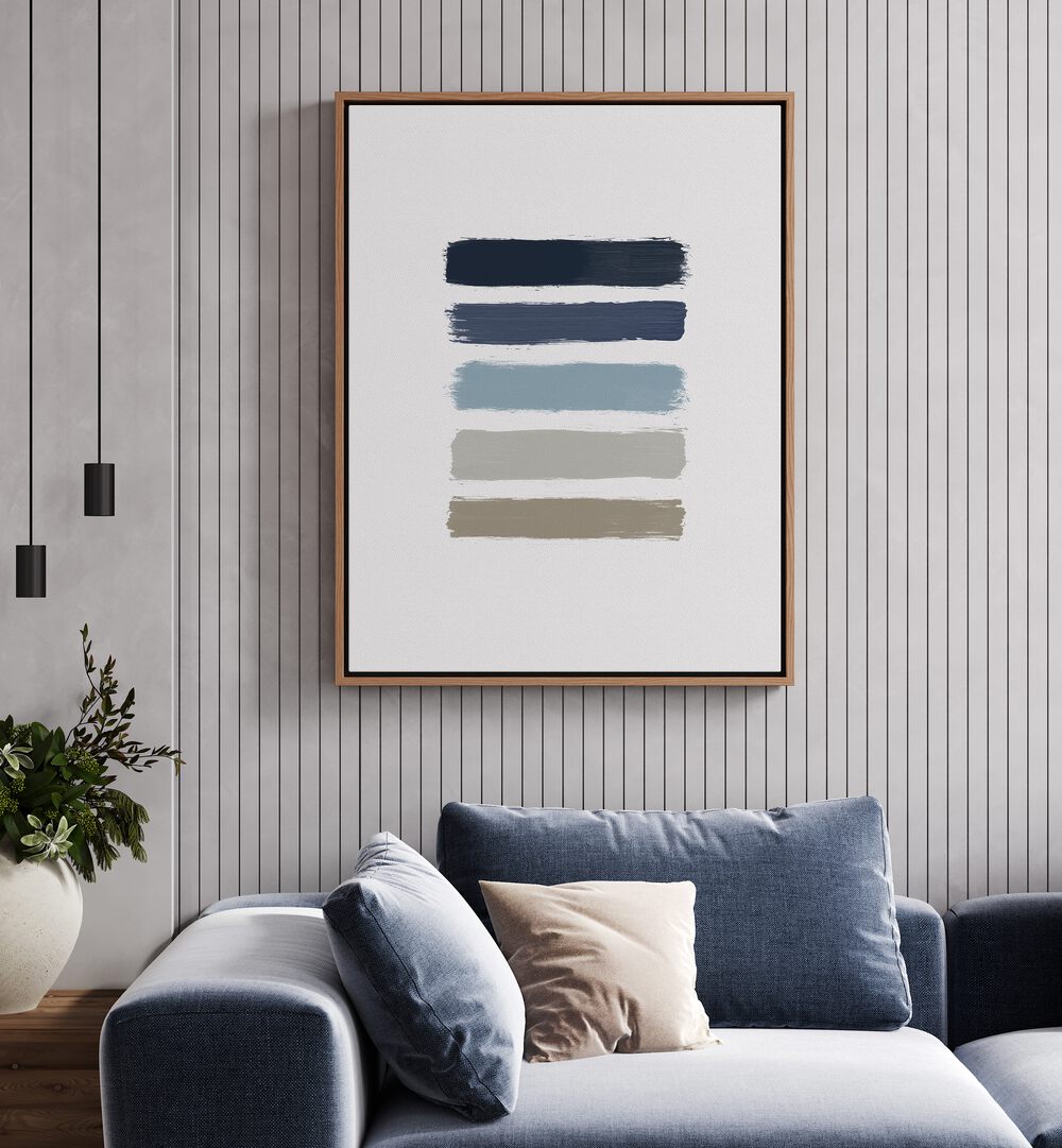 BLUE ABSTRACT STROKES II GEOMETRIC ART PRINTS, GEOMETRIC PAINTINGS