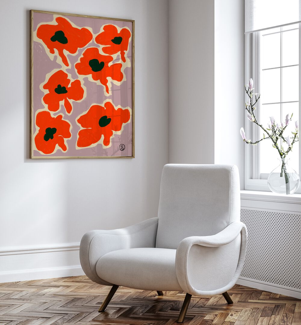 POPPY , FLORAL FLOWER PAINTINGS