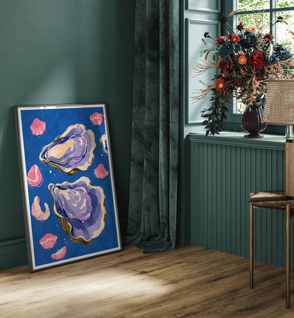 Vibrant OYSTERS, BEACH PAINTINGS showcase coastal beauty, perfect for enhancing your home decor with ocean serenity.