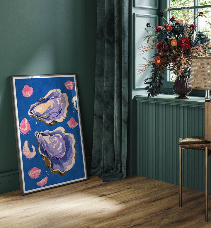 Vibrant OYSTERS, BEACH PAINTINGS showcase coastal beauty, perfect for enhancing your home decor with ocean serenity.
