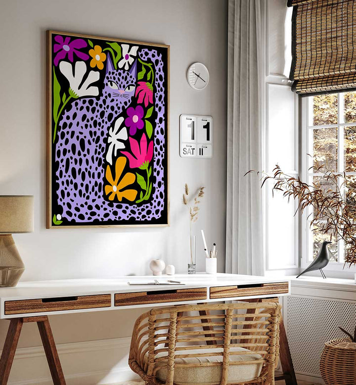 PURPLE CAT IN HIDING , FASHION POSTERS