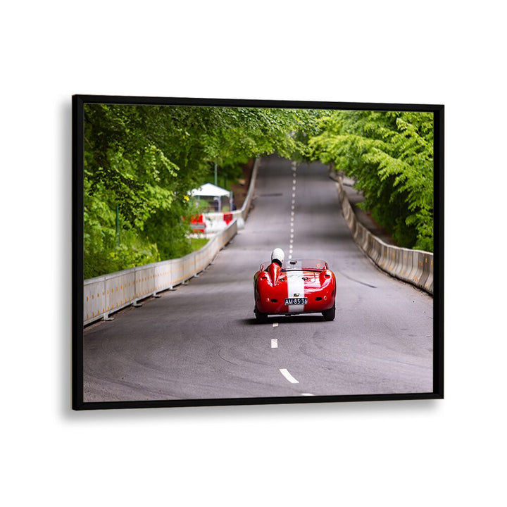 1957 maserati 450s racing car poster in Black Plain Frame