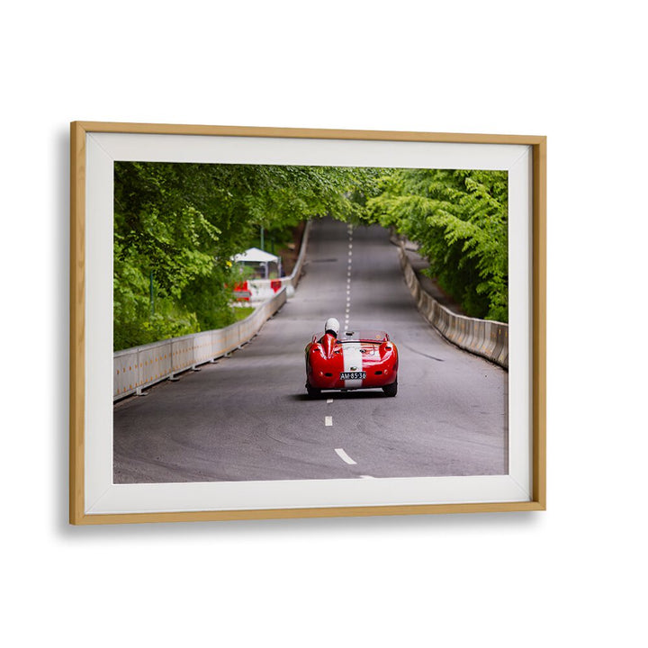 1957 maserati 450s racing car poster in Oak Wood Frame With Mount