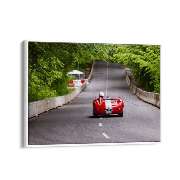 1957 maserati 450s racing car poster in White Floater Frame