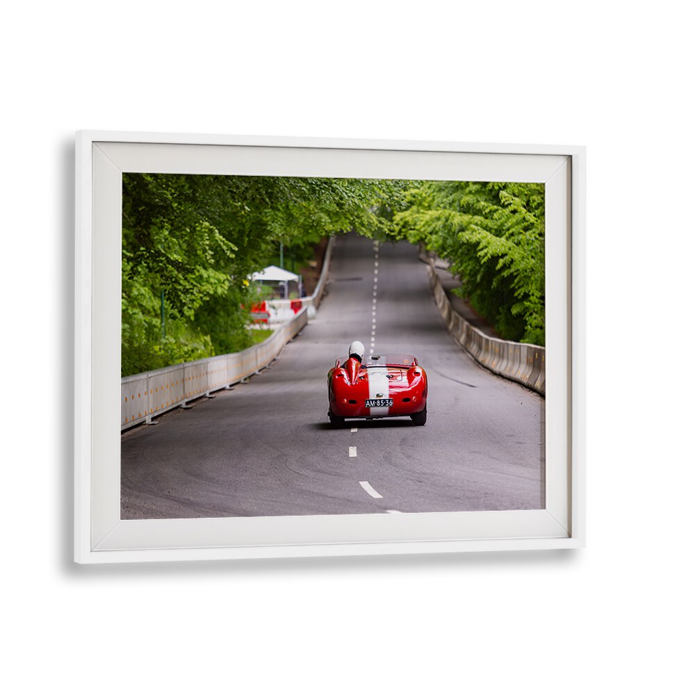 1957 maserati 450s racing car poster in White Frame With Mount