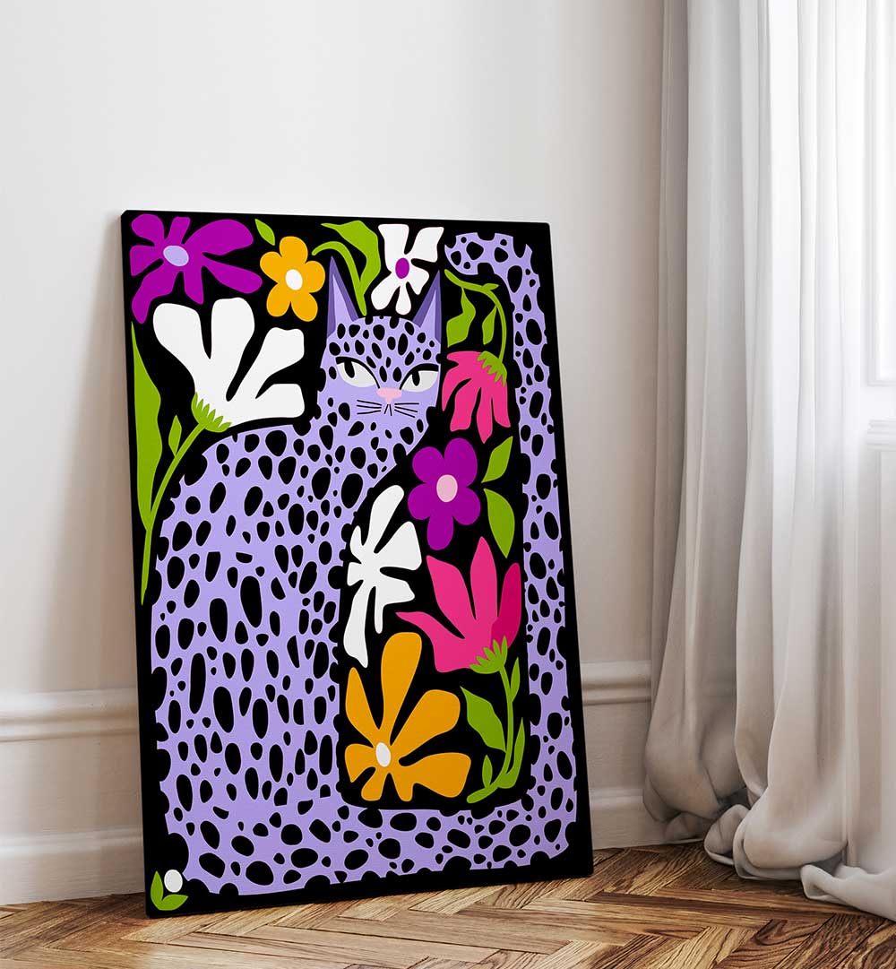 PURPLE CAT IN HIDING , FASHION POSTERS