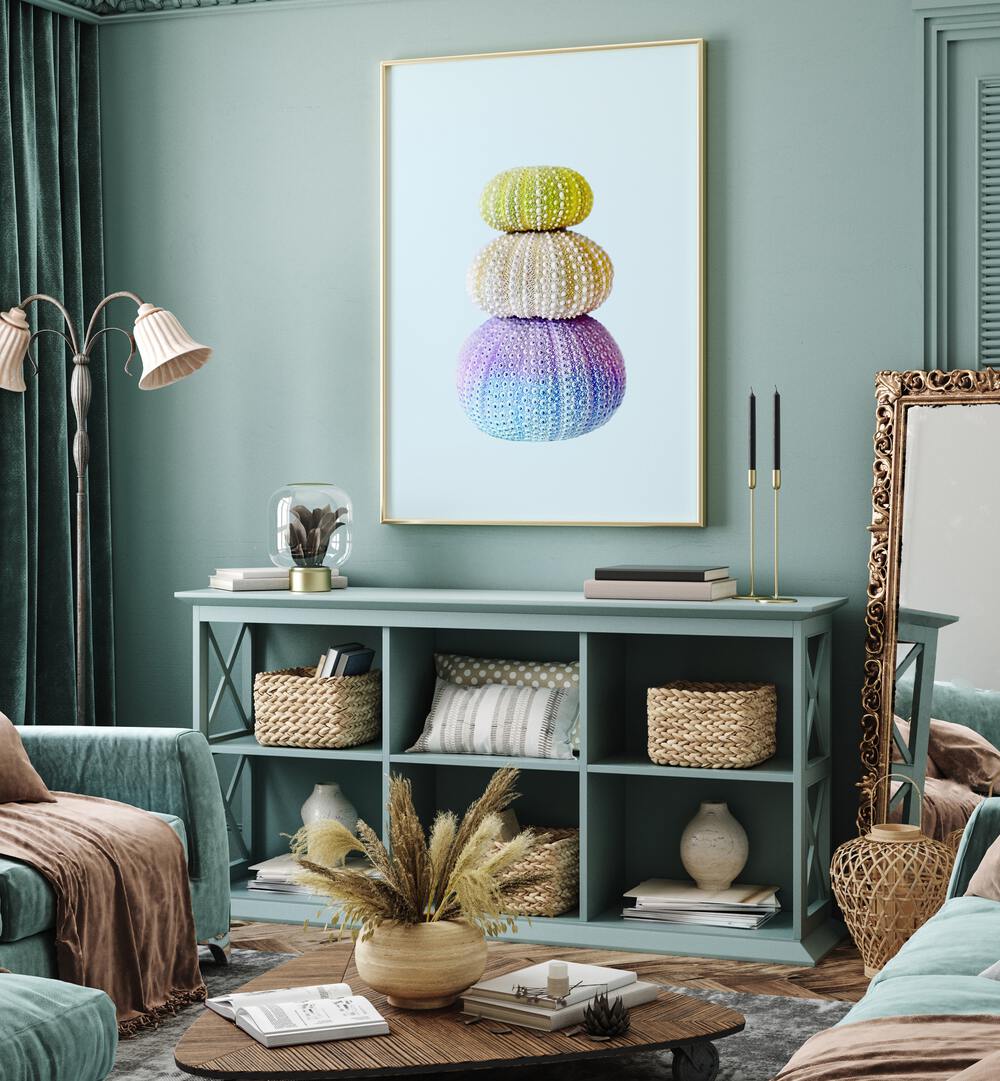 Colorful SEA URCHINS art adds a coastal touch to your home with vibrant BEACH PAINTINGS, perfect for any decor.