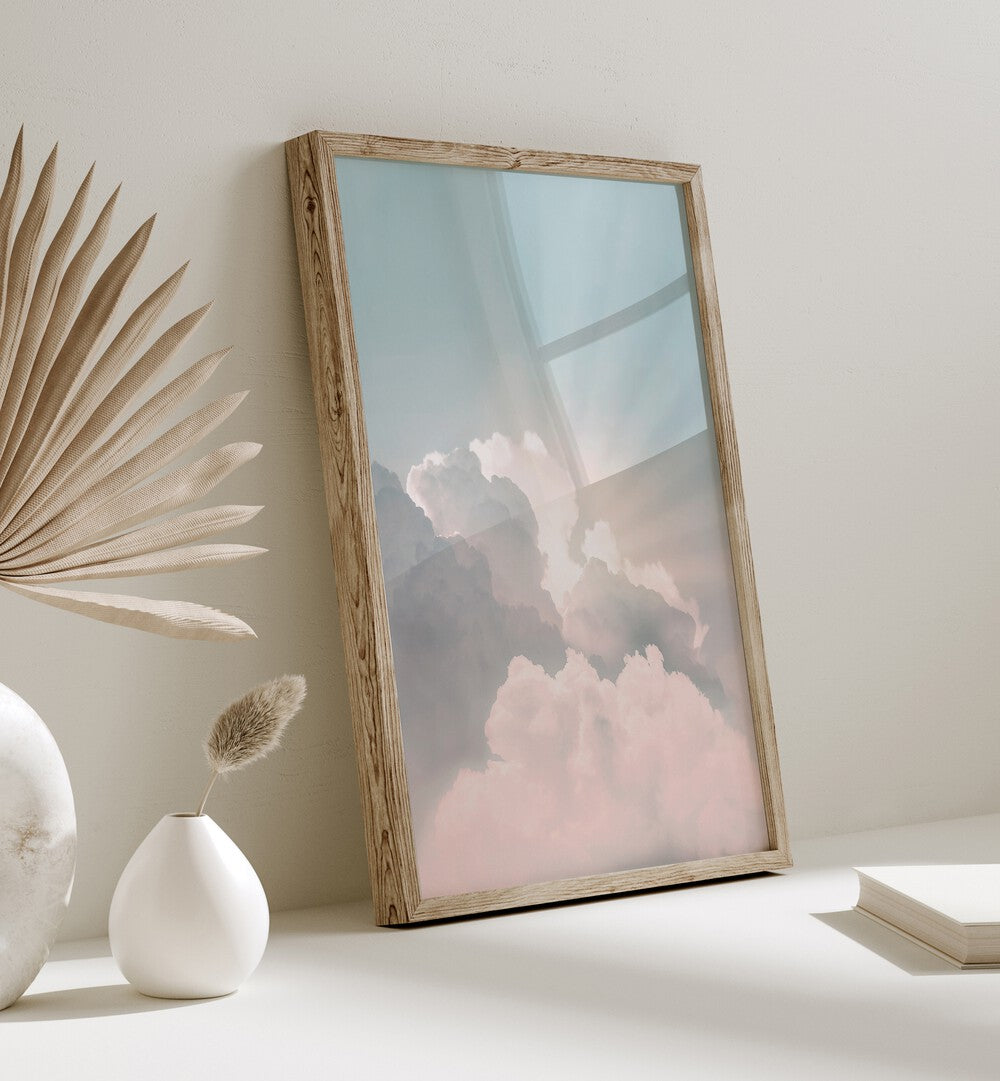 Framed SKY, BEACH PAINTINGS showcasing serene clouds for a calming indoor atmosphere. Perfect for enhancing your space.