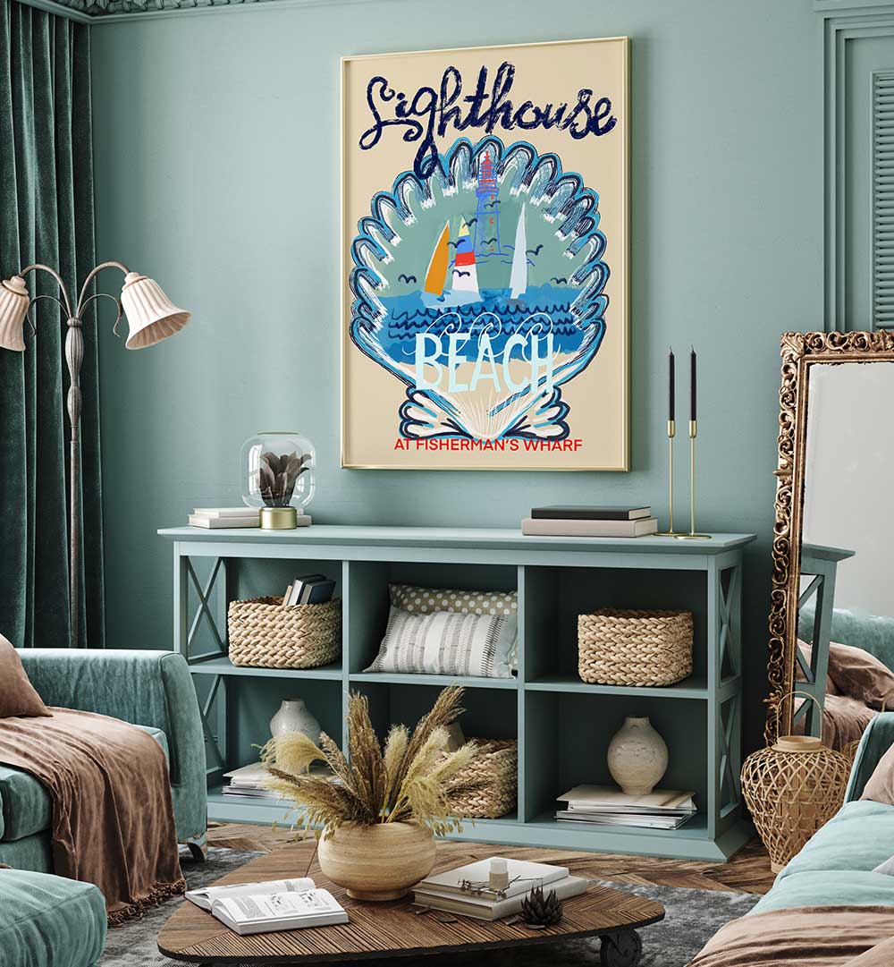 Brighten your home with LIGHTHOUSE I, BEACH PAINTINGS, showcasing a vibrant coastal scene perfect for relaxation.