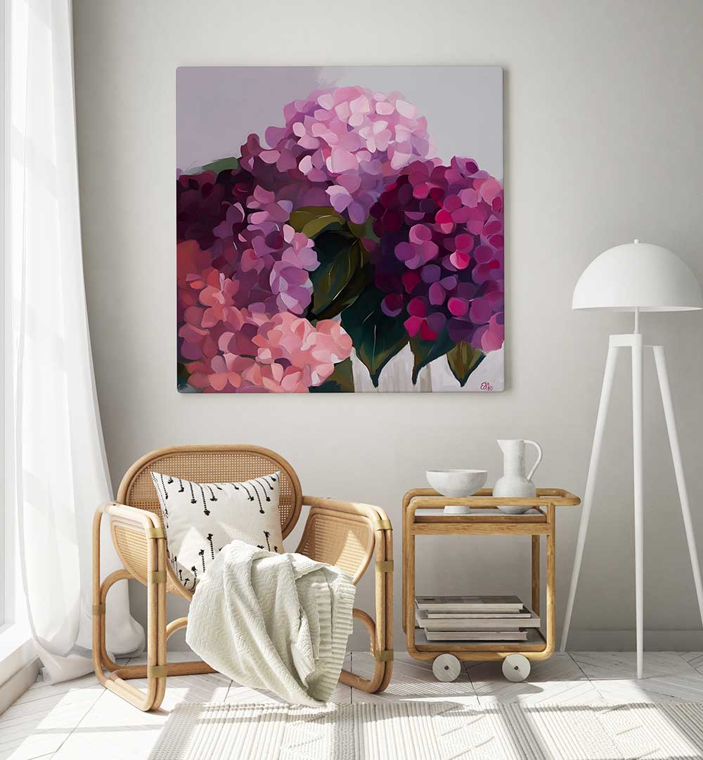 HYDRANGEAS - PINK , FLORAL FLOWER PAINTINGS