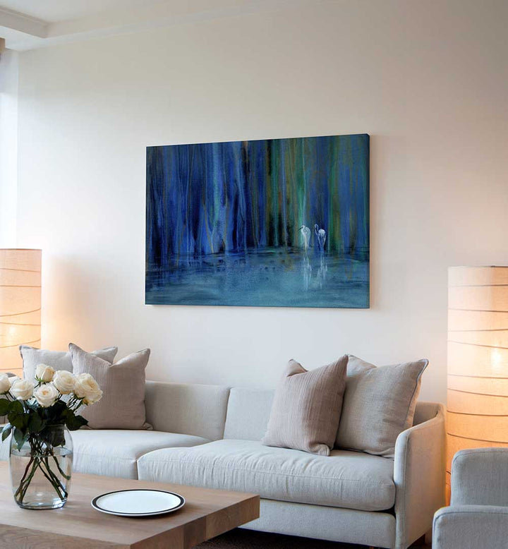 TWO EGRETS DETAIL , ABSTRACT PAINTINGS