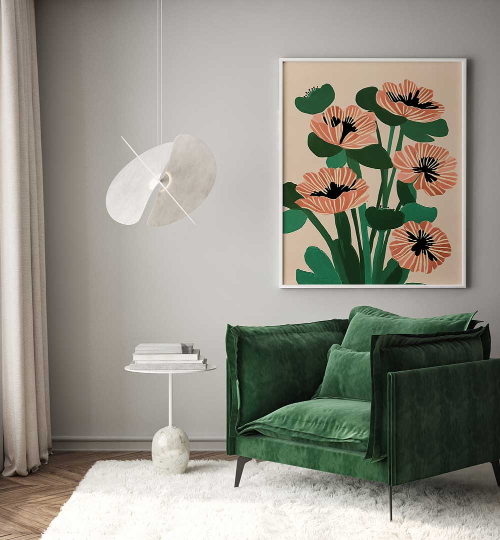MODERN WILD POPPIES , FLORAL FLOWER PAINTINGS
