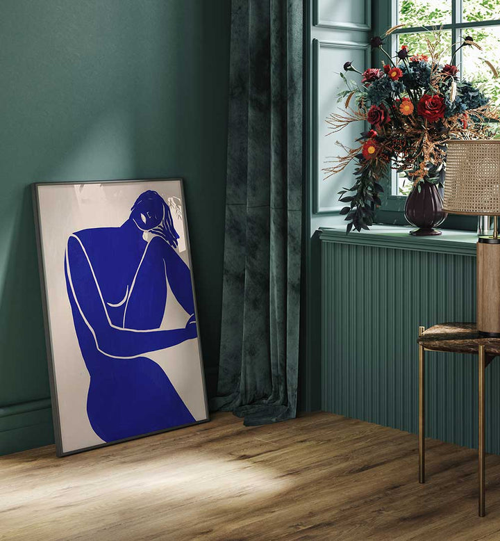 MINIMALIST BLUE SILHOUETTE FIGURE , PORTRAITS & FIGURATIVE ILLUSTRATIONS