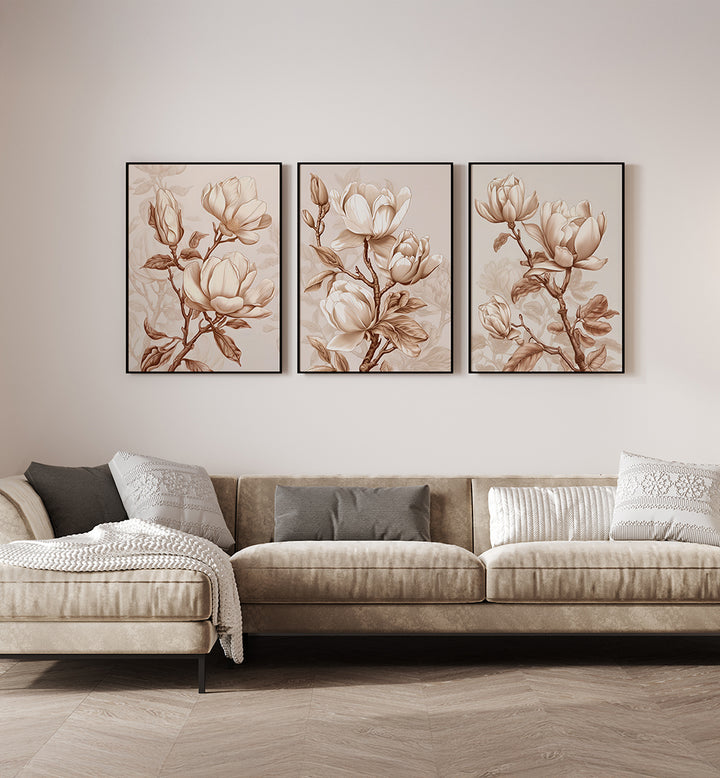 MAGNOLIA GRACE , SET OF 3 PAINTINGS