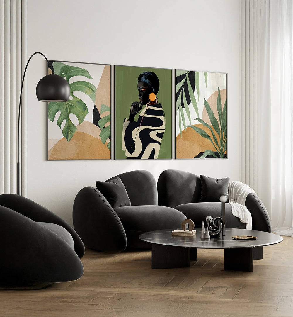 JUNGLE MUSE SET , SET OF 3 PAINTINGS