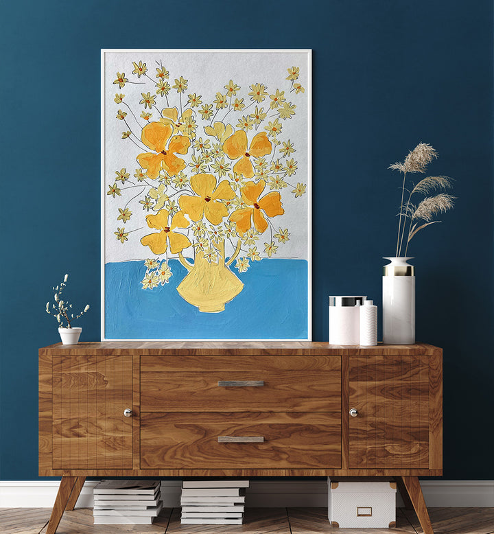 YELLOW , FLORAL FLOWER PAINTINGS