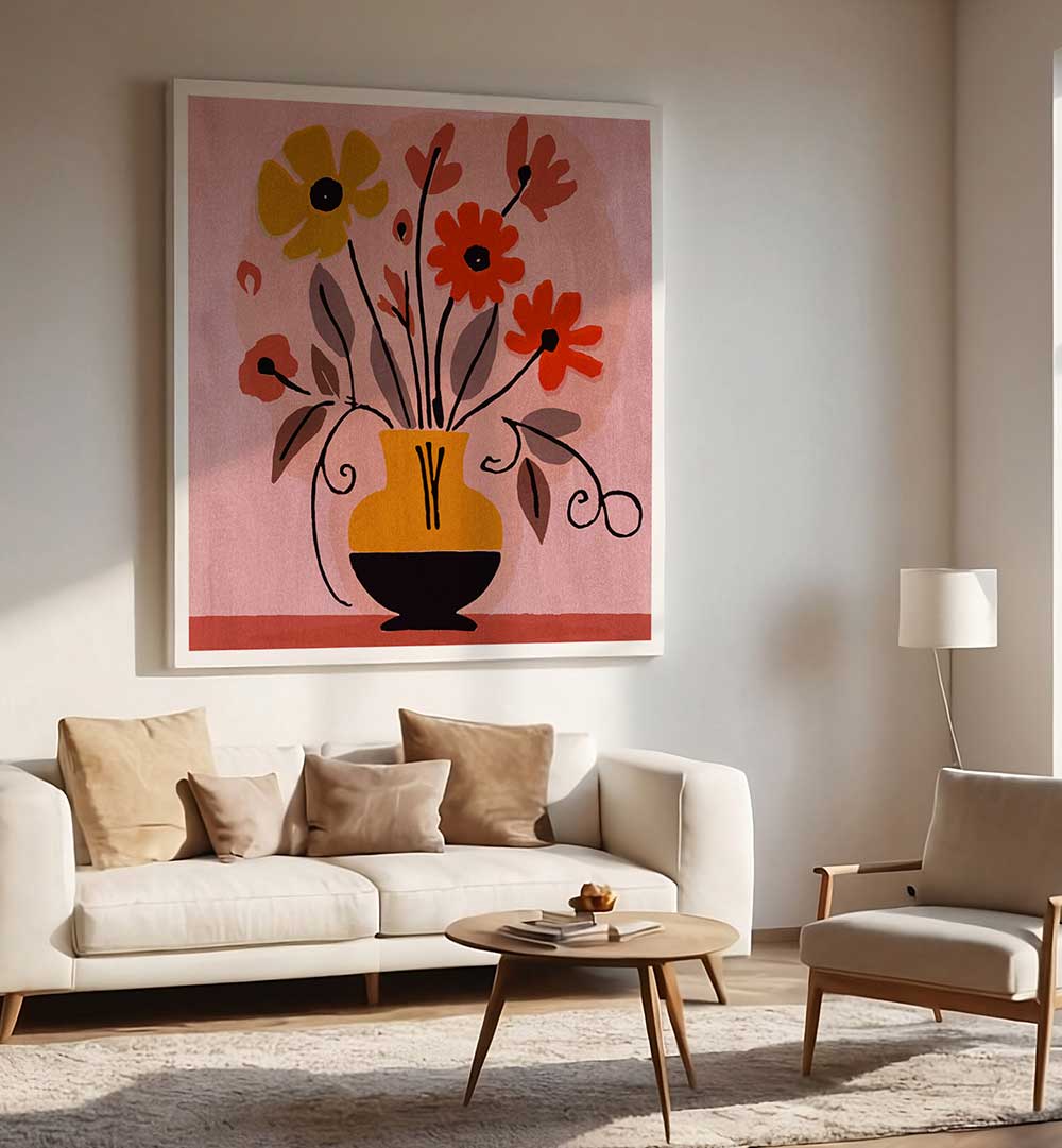 GOLDEN BOUQUET IN BLOOM , FLORAL FLOWER PAINTINGS