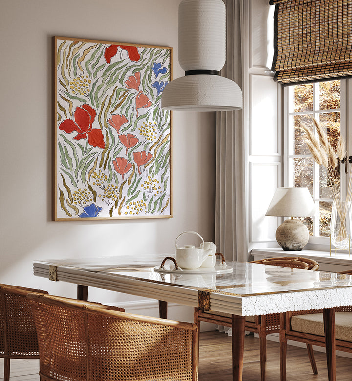 WIND IN THE MEADOW , FLORAL FLOWER PAINTINGS