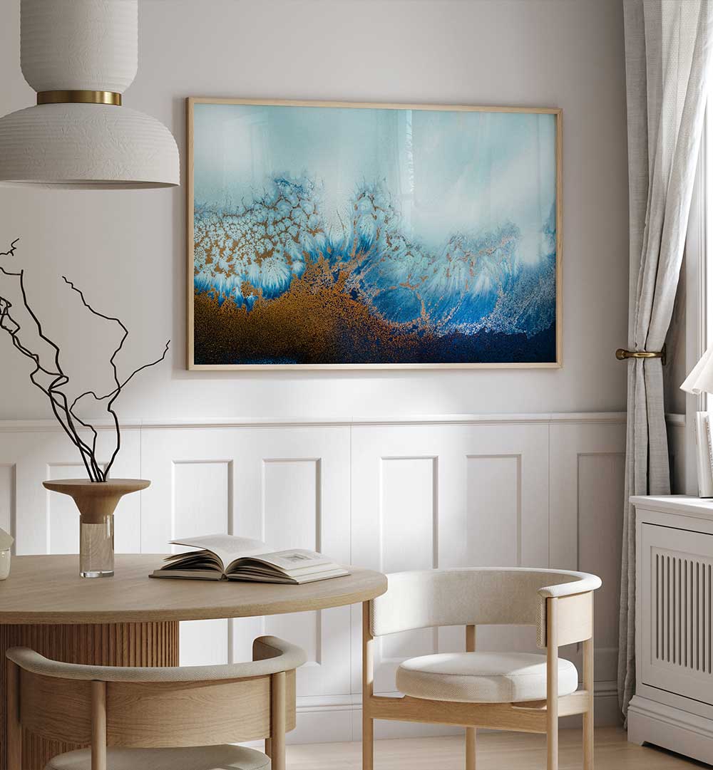 Elegant COASTAL LUXE - SUNRISE, ABSTRACT PAINTINGS brings vibrant hues of sunrise to elevate your living space.