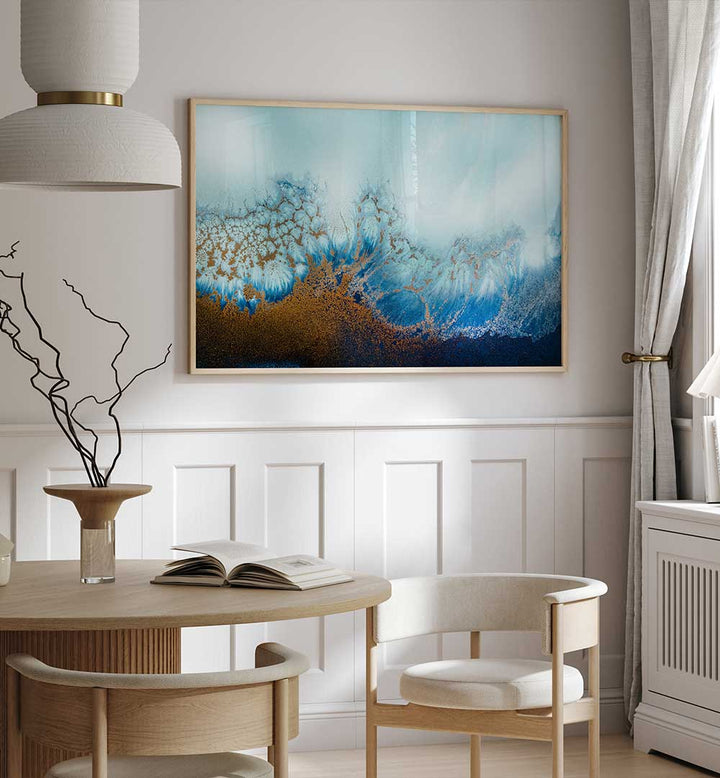 Elegant COASTAL LUXE - SUNRISE, ABSTRACT PAINTINGS brings vibrant hues of sunrise to elevate your living space.