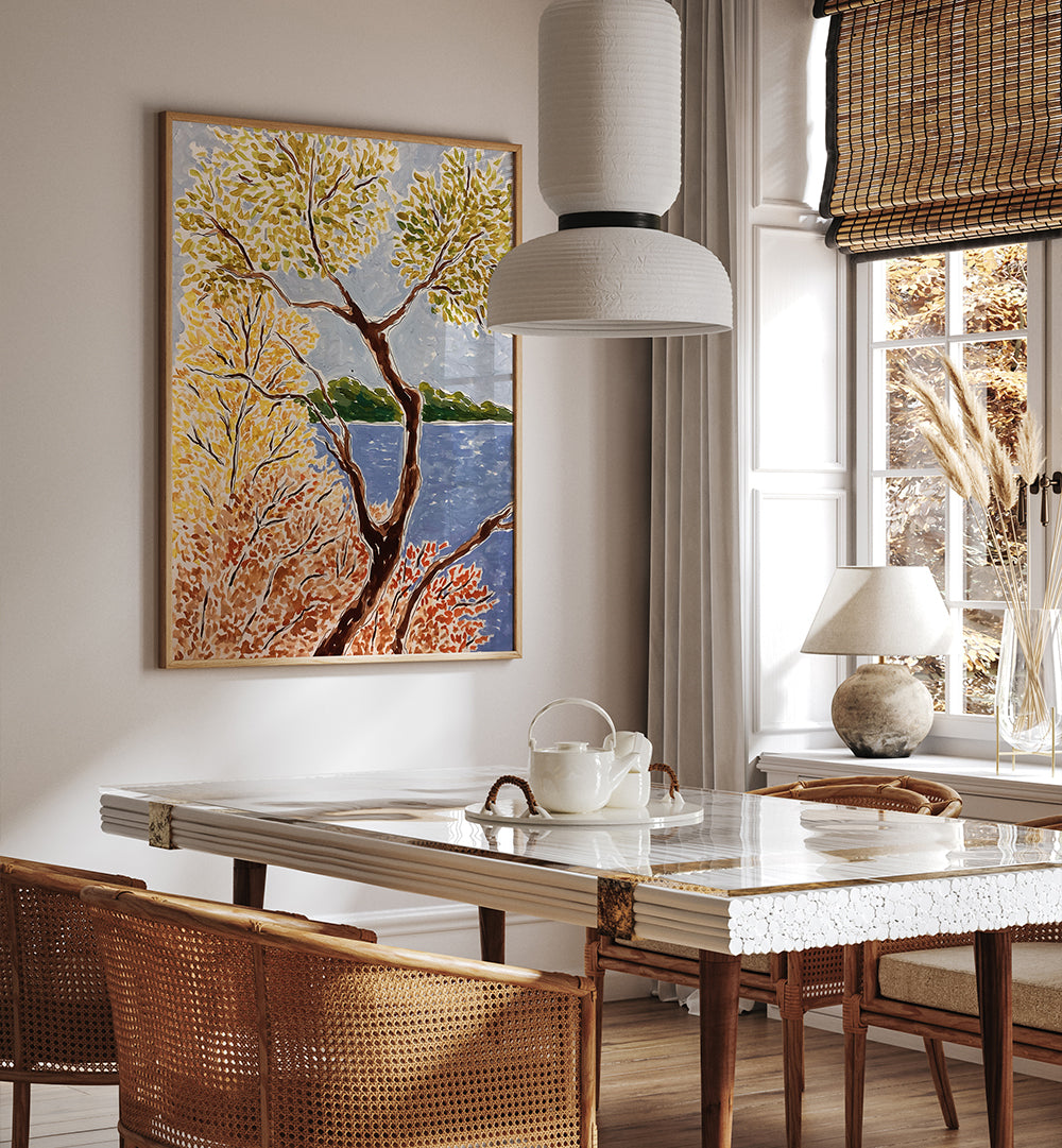 AUTUMN BY THE LAKE , FLORAL FLOWER PAINTINGS