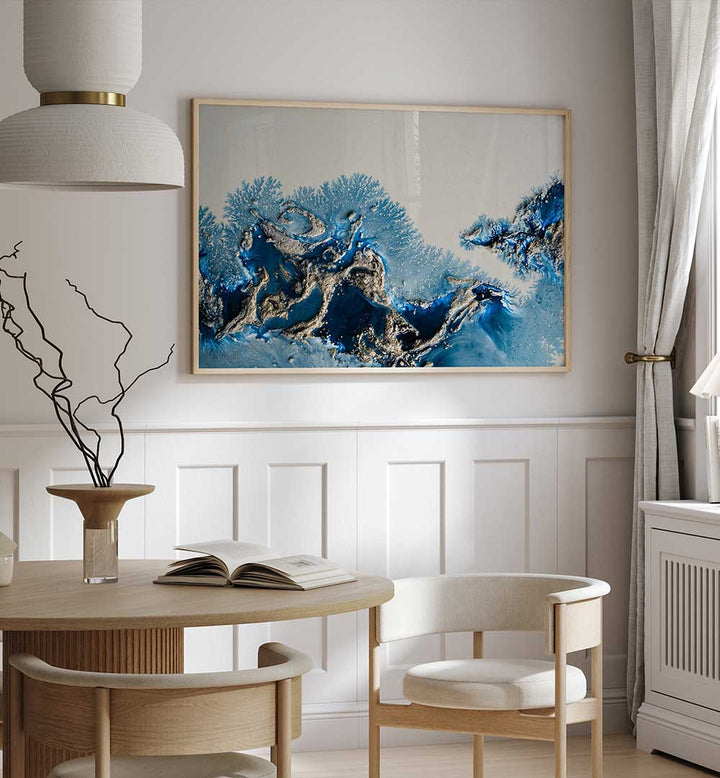 Stunning WONDERING WATERS, ABSTRACT PAINTINGS in a modern space, evoking emotion and inspiring creativity.
