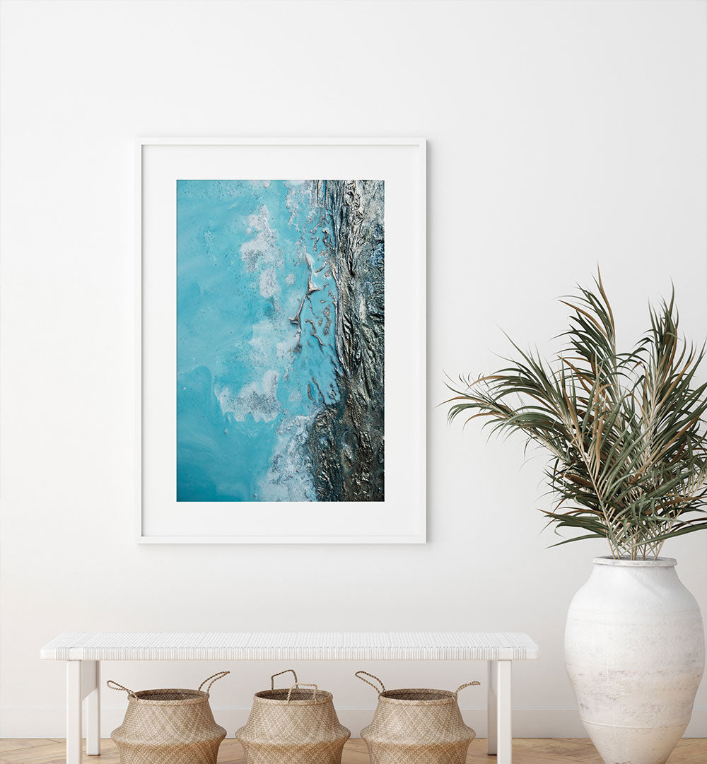 Vibrant blue hues in the Oceanic Obsession, abstract paintings, elevate your space with stunning ocean-inspired art.