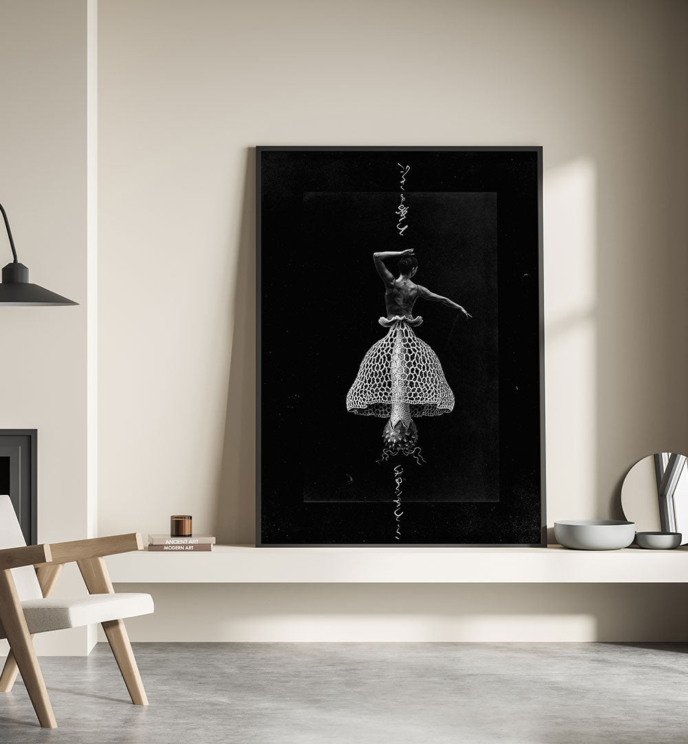 Elevate your space with the elegant DANCE WITH ME, SURREAL ART PRINTS, showcasing a dancer in a striking pose.