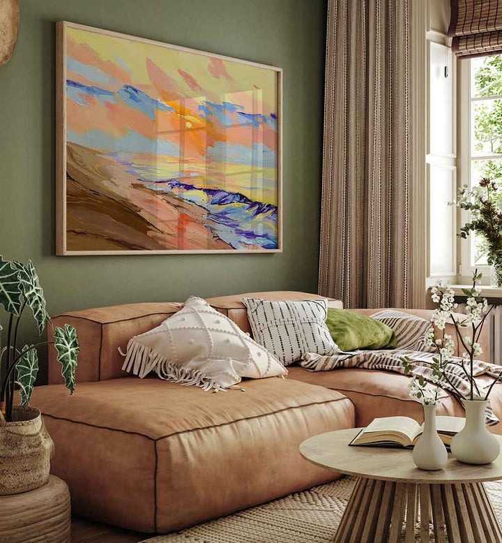 SUNSET AT THE BEACH , BEACH PAINTINGS