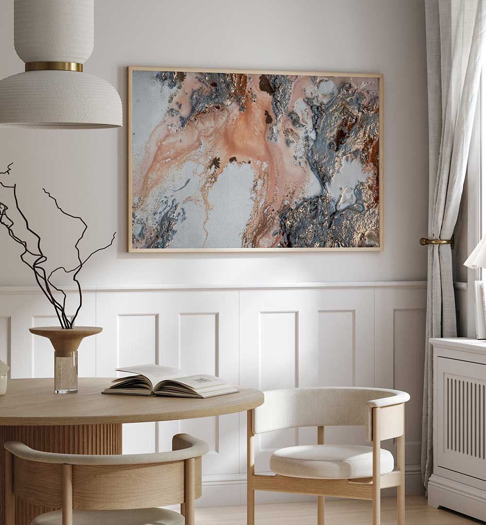 Transform your space with UNEARTING, ABSTRACT PAINTINGS showcasing captivating colors and textures in a stylish setting.