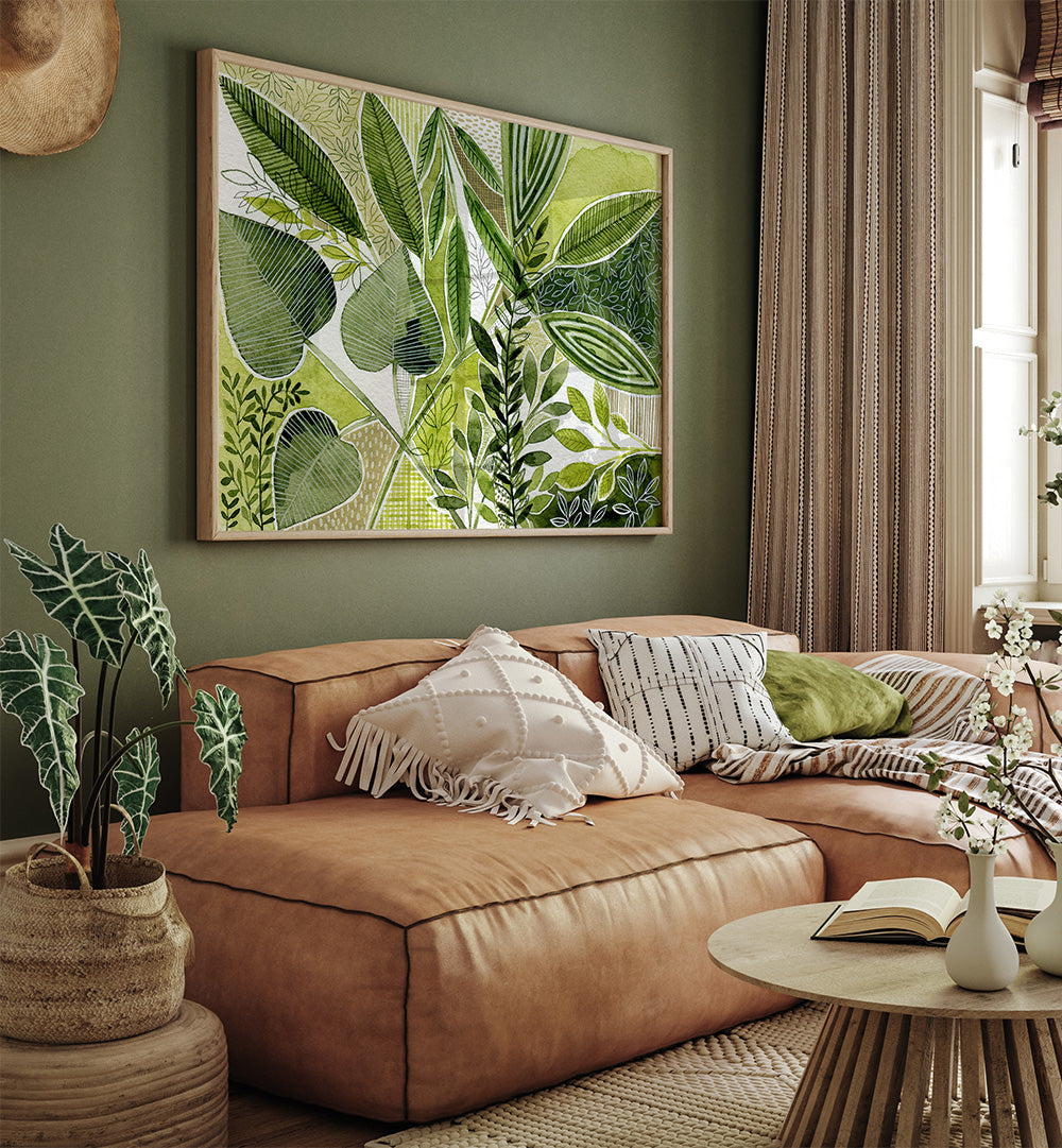 LAYERED BOTANICAL WATERCOLOUR I , FLORAL FLOWER PAINTINGS