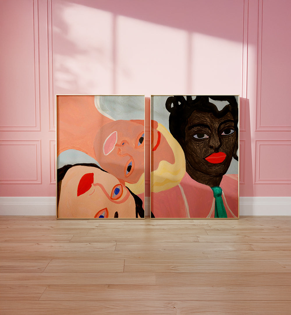 IN CONVERSATION , SET OF 2 PAINTINGS