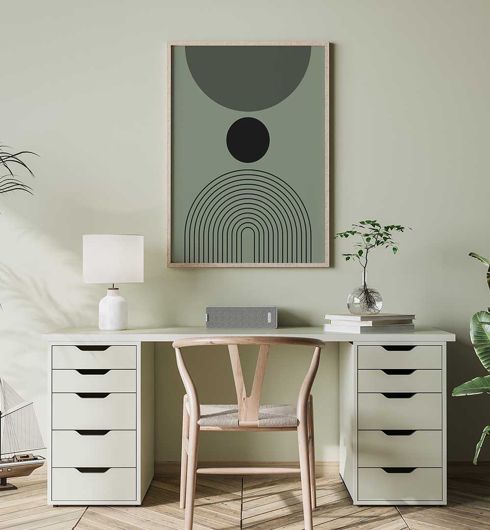 BAUHAUS BOHO SAAGE GREEN I , BOHO ART PAINTINGS