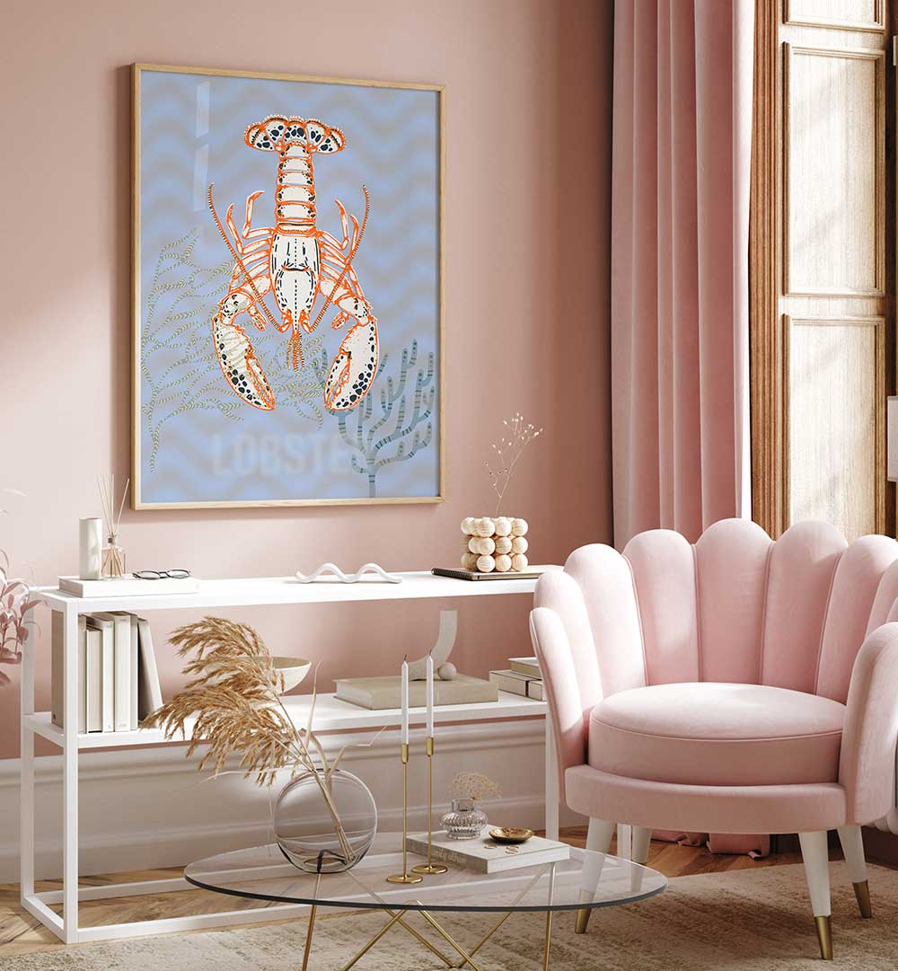 Vibrant SEA LIFE LOBSTER II beach painting adds coastal charm to any space, perfect for ocean lovers.