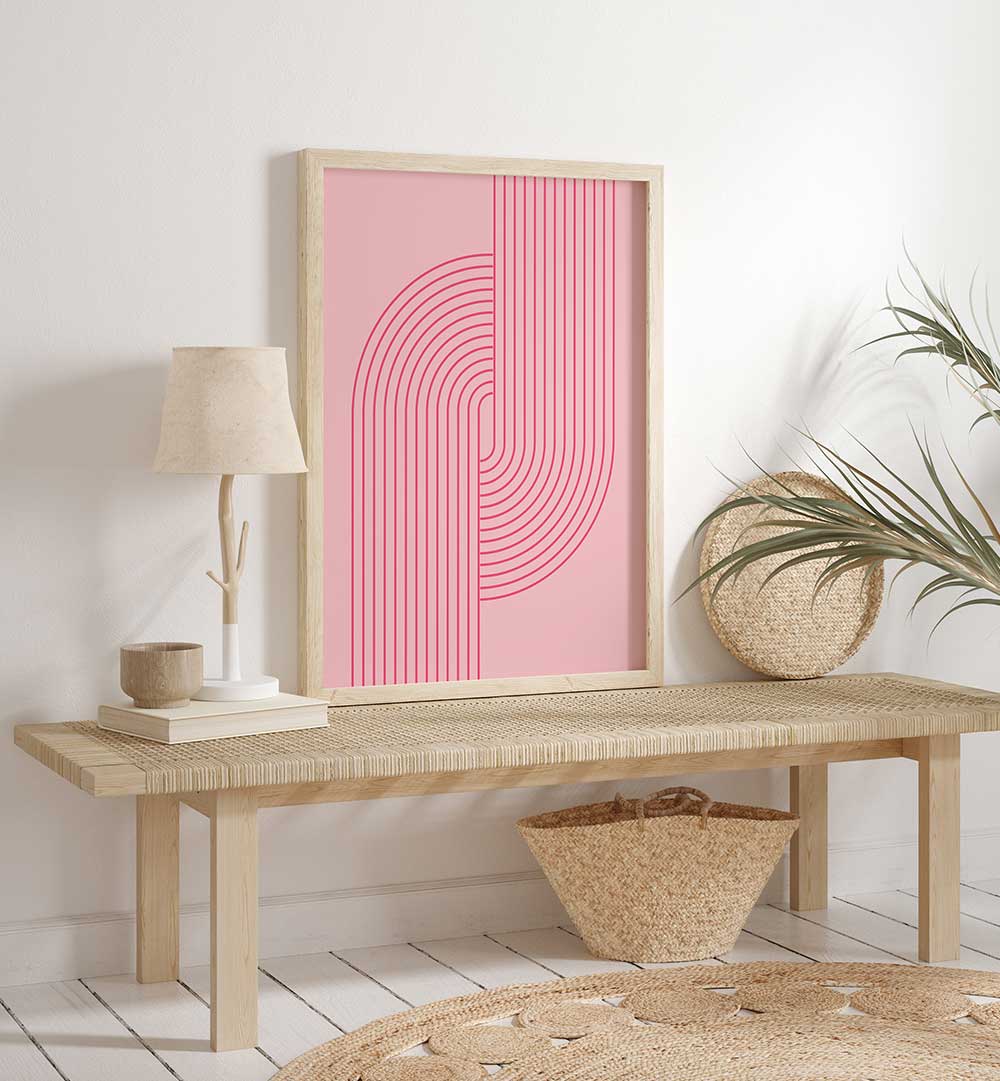 BAUHAUS BOHO PINK V , BOHO ART PAINTINGS