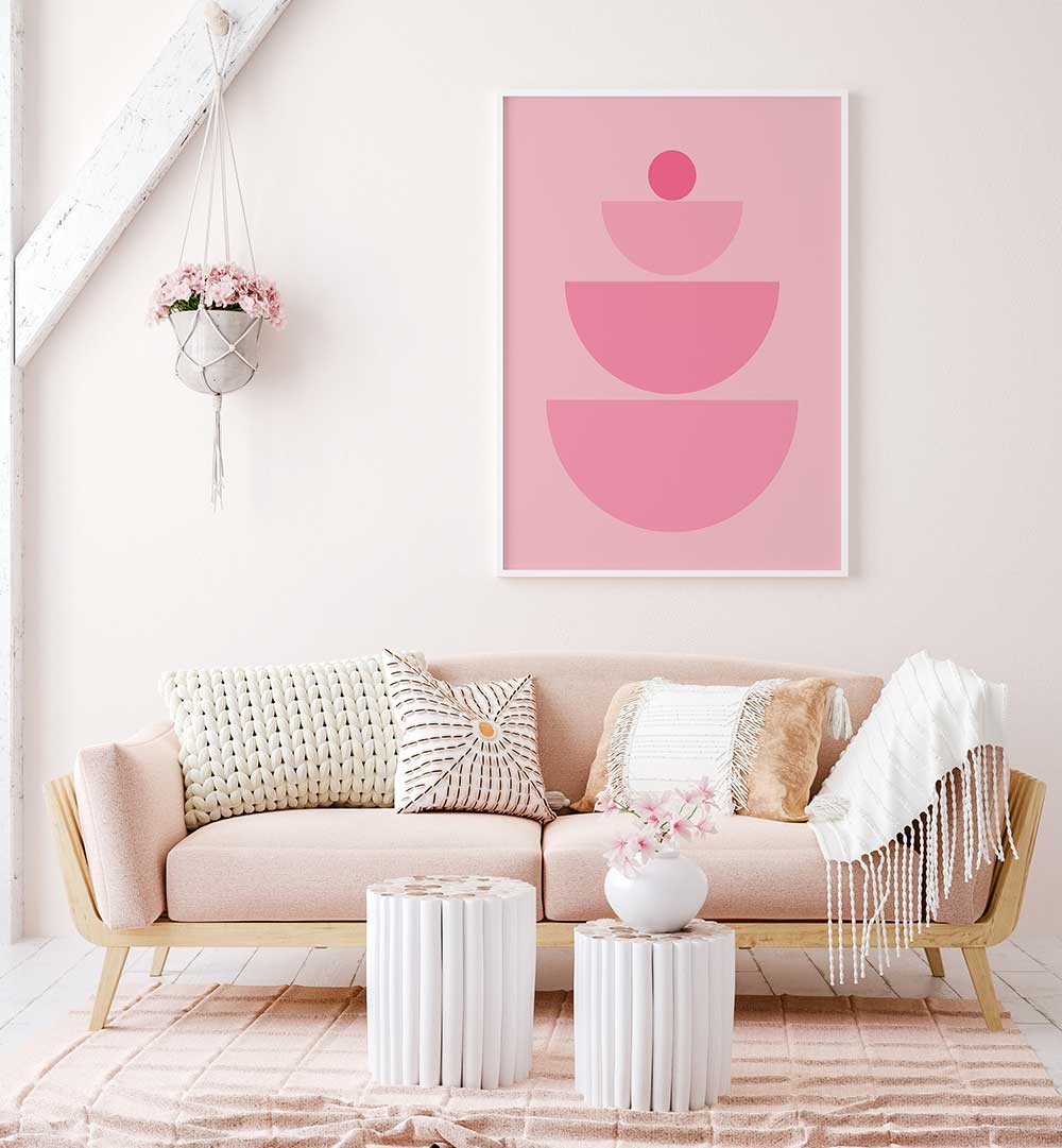 BAUHAUS BOHO PINK IV , BOHO ART PAINTINGS