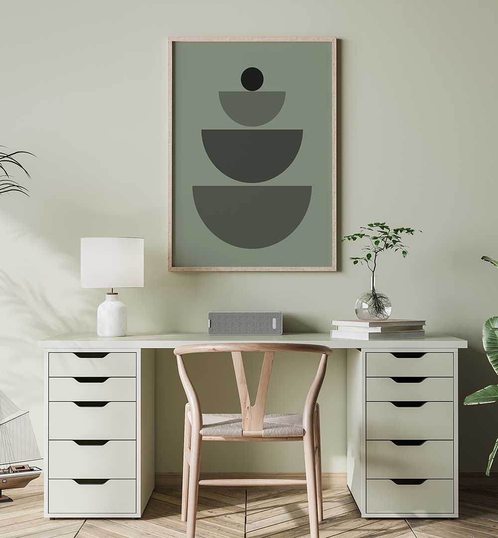 BAUHAUS BOHO SAAGE GREEN IV , BOHO ART PAINTINGS