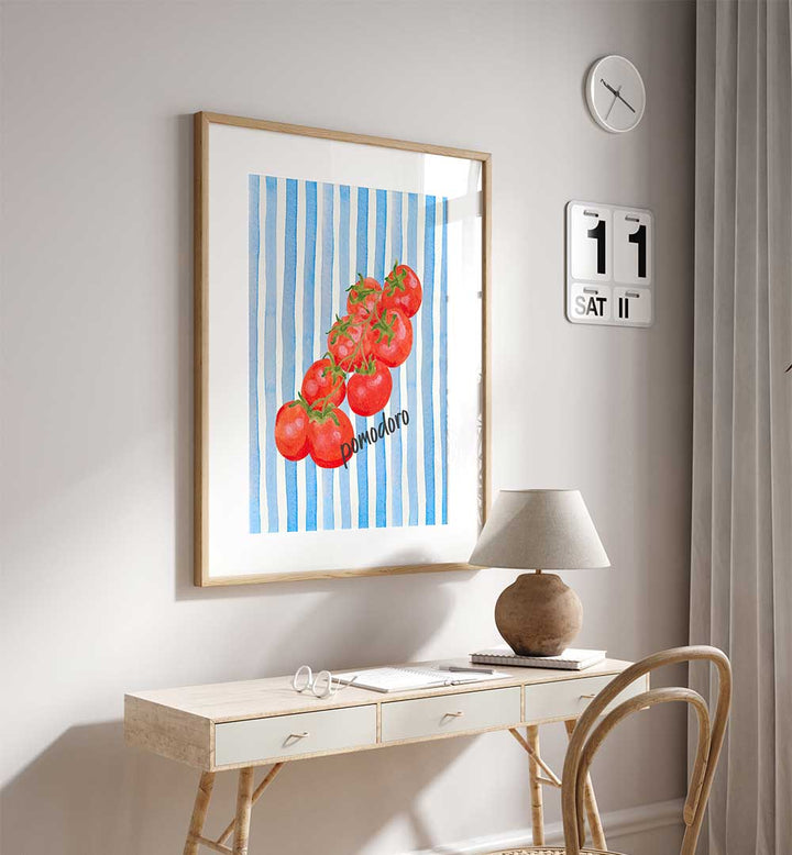 POMODORO ON BLUE STRIPES , KITCHEN POSTERS